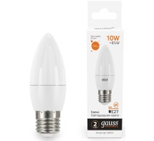 Лампа светодиодная Gauss Elementary 30210 10Вт цок.:E27 свеча 220B 3000K св.свеч.бел.теп. (упак.:10шт)