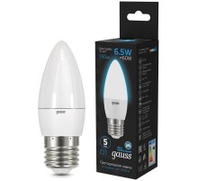 Лампа светодиодная Gauss 103102307 6.5Вт цок.:E27 свеча 220B 6500K св.свеч.бел.хол. (упак.:10шт)