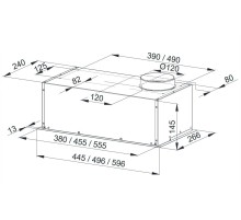 Вытяжка встраиваемая Weissgauff Alpha 45 PB BL черный управление: кнопочное (1 мотор)