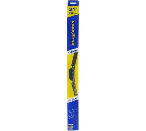 Щетка стеклоочистителя Goodyear Premium бескаркасная для лоб.стек. 530мм/21" (GY000441) Щетка стеклоочистителя Goodyear Premium бескаркасная для лоб.стек. 530мм/21" (GY000441)