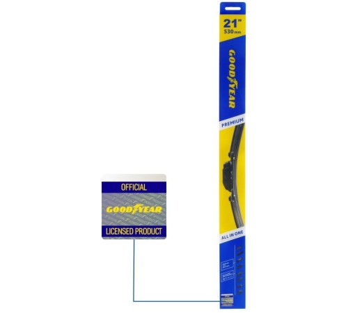 Щетка стеклоочистителя Goodyear Premium бескаркасная для лоб.стек. 530мм/21" (GY000441) Щетка стеклоочистителя Goodyear Premium бескаркасная для лоб.стек. 530мм/21" (GY000441)