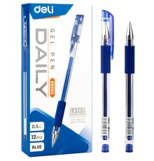 Ручка гелев. Deli Daily E6600SBlue прозрачный d=0.5мм син. черн. резин. манжета