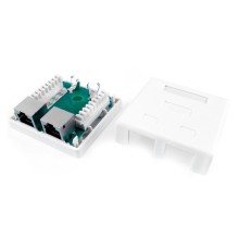 Hyperline SB1-2-8P8C-C6-SH-WH Розетка компьютерная RJ-45(8P8C), категория 6, экранированная, двойная, внешняя, Dual IDC