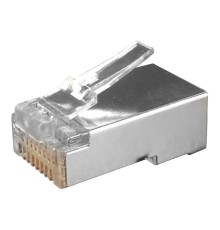 Hyperline Разъем RJ-45(8P8C) под витую пару, категория 6 (50 µ"/ 50 микродюймов), экранированный, универсальный (для одножильного и многожильного кабеля) (100 шт) Hyperline PLUG-8P8C-U-C6-SH-100