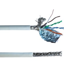 Кабель Lanmaster LAN-5ESFTP-LSZH-WH кат.5е S/FTP оплётка/индивидуальный экран пар 4X2X24AWG LSZH внутренний 305м белый