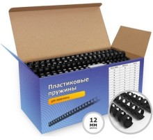 Пружины для переплета пластиковые Heleos d=12мм 70-91лист A4 черный (100шт) BCA4-12B