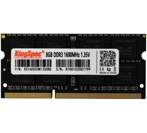Память DDR3 8Gb 1600MHz Kingspec KS1600D3N13508G RTL PC3-12800 CL11 SO-DIMM 204-pin 1.35В
