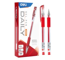 Ручка гелев. Deli Daily E6600SRed прозрачный d=0.5мм красн. черн. резин. манжета