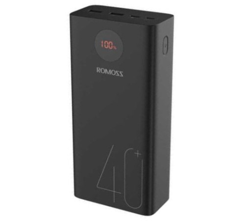 Мобильный аккумулятор Romoss PEA40PF 40000mAh QC3.0 22.5W 5A 2xUSB-A/USB-C черный (6973693499151)