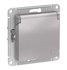 Systeme electric ATN000346 ATLASDESIGN РОЗЕТКА с заземл. со шторками с крышкой, 16А, IP20, механизм, АЛЮМИНИЙ