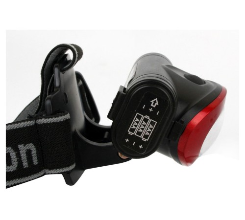 Фонарь налобный Camelion LED5382 черный/красный 3Вт лам.:светодиод. AAAx3 (13366)