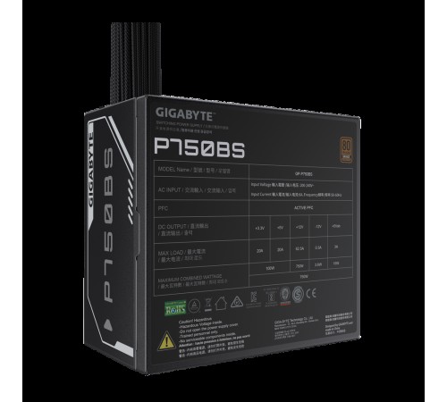 Блок питания ПК Gigabyte P750BS 750W, 80Plus, Bronze, RTL {10}
