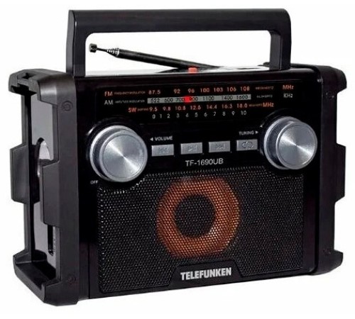 Радиоприемник портативный Telefunken TF-1690UB черный/серый USB microSD