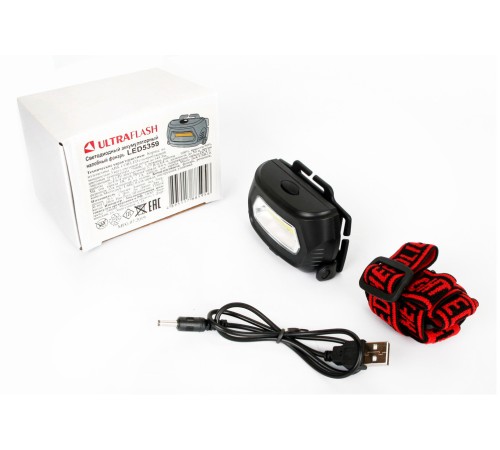 Фонарь налобный Ultraflash LED5359 черный 3Вт лам.:светодиод. (13803) Фонарь налобный Ultraflash LED5359 черный 3Вт лам.:светодиод. (13803)
