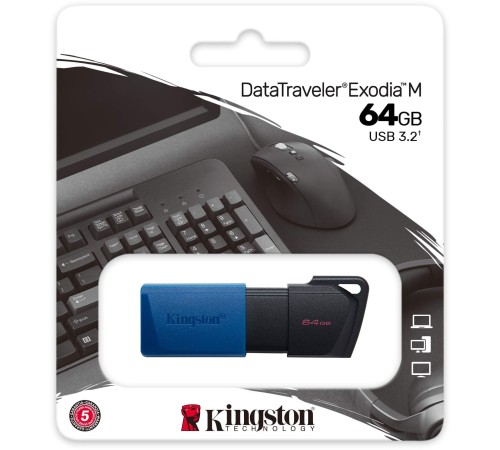 Флеш Диск Kingston 64Gb DataTraveler DTXM DTXM/64GB USB3.2 черный/голубой