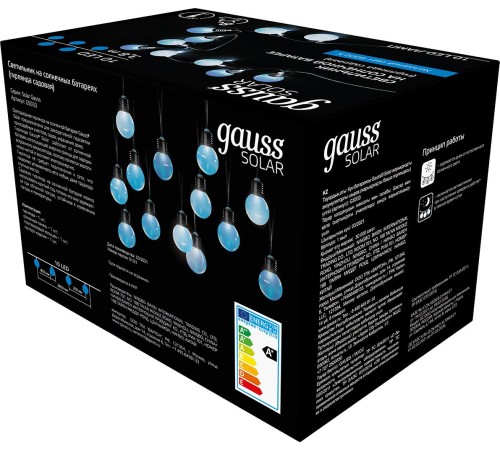 Гирлянда Gauss Solar GS033 нить шарики 10лам. дл.3.8м Гирлянда Gauss Solar GS033 нить шарики 10лам. дл.3.8м