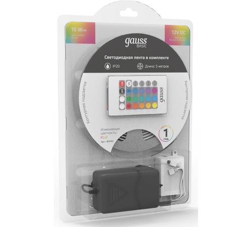 Лента светодиод. Gauss Basic 5м (BT042)