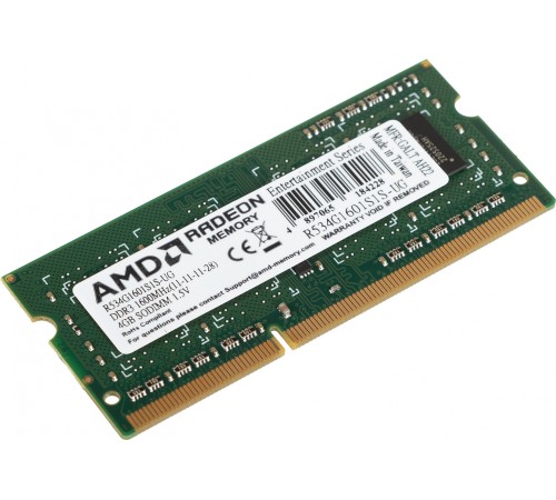 Память DDR3 4Gb 1600MHz AMD R534G1601S1S-UG RTL PC3-12800 CL11 SO-DIMM 204-pin 1.5В