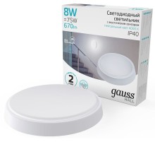 Светильник Gauss ЖКХ 193411208-OAS 8Вт 4000K белый датч.движ.