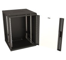 Шкаф серверный Hyperline (TWB-FC-1266-GP-RAL9004) настенный 12U 600x600мм пер.дв.стекл 60кг черный IP20 сталь