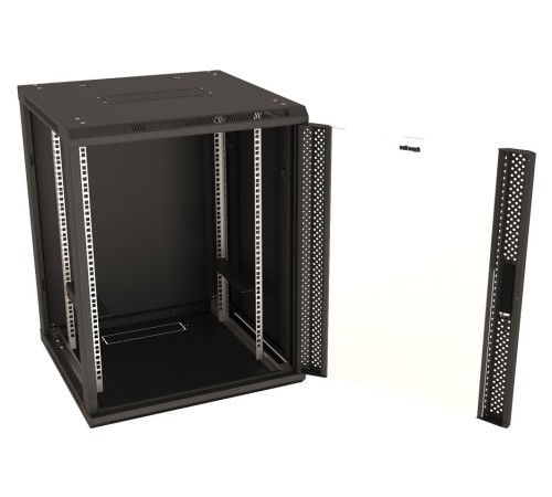 Шкаф серверный Hyperline (TWB-FC-1566-GP-RAL9004) настенный 15U 600x600мм пер.дв.стекл 60кг черный IP20 сталь Шкаф серверный Hyperline (TWB-FC-1566-GP-RAL9004) настенный 15U 600x600мм пер.дв.стекл 60кг черный IP20 сталь