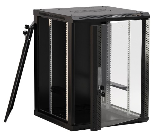 Шкаф серверный Hyperline (TWB-FC-1566-GP-RAL9004) настенный 15U 600x600мм пер.дв.стекл 60кг черный IP20 сталь Шкаф серверный Hyperline (TWB-FC-1566-GP-RAL9004) настенный 15U 600x600мм пер.дв.стекл 60кг черный IP20 сталь