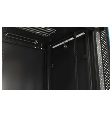 Шкаф коммутационный Hyperline (TWB-FC-2266-SR-RAL9004) настенный 22U 600x600мм пер.дв.стал.лист 60кг черный