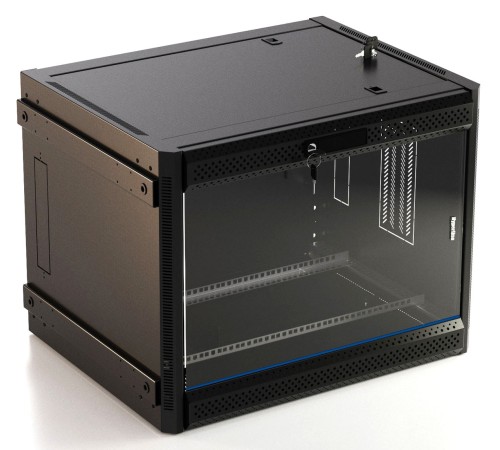 Шкаф серверный Hyperline (TWB-FC-1566-GP-RAL9004) настенный 15U 600x600мм пер.дв.стекл 60кг черный IP20 сталь Шкаф серверный Hyperline (TWB-FC-1566-GP-RAL9004) настенный 15U 600x600мм пер.дв.стекл 60кг черный IP20 сталь