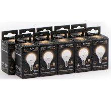 Лампа светодиодная Gauss 105101107 6.5Вт цок.:E14 шар 220B 3000K св.свеч.бел.теп. (упак.:10шт)