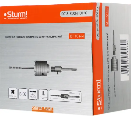 Коронка Sturm! 9018-SDS-HD110 по бетону Д=110мм Дл=180мм (1пред.) для шуруповертов/дрелей