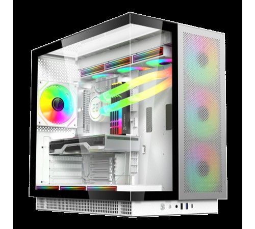 Корпус для ПК ACD Phantom 100 ATX, Type-C + 2XUSB3.0+HD audio combo, 4X120mm ARGB fans+Remote control, See View case, TG, Aluminum.