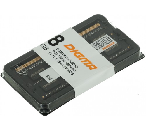 Память DDR3 8Gb 1600MHz Digma DGMAS31600008D RTL PC3-12800 CL11 SO-DIMM 204-pin 1.5В dual rank Память DDR3 8Gb 1600MHz Digma DGMAS31600008D RTL PC3-12800 CL11 SO-DIMM 204-pin 1.5В dual rank