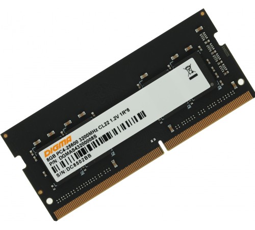 Память DDR4 8Gb 3200MHz Digma DGMAS43200008S RTL PC4-25600 CL22 SO-DIMM 260-pin 1.2В single rank Память DDR4 8Gb 3200MHz Digma DGMAS43200008S RTL PC4-25600 CL22 SO-DIMM 260-pin 1.2В single rank