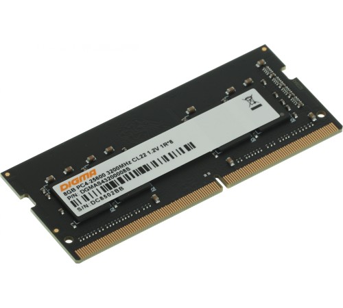 Память DDR4 8Gb 3200MHz Digma DGMAS43200008S RTL PC4-25600 CL22 SO-DIMM 260-pin 1.2В single rank Память DDR4 8Gb 3200MHz Digma DGMAS43200008S RTL PC4-25600 CL22 SO-DIMM 260-pin 1.2В single rank