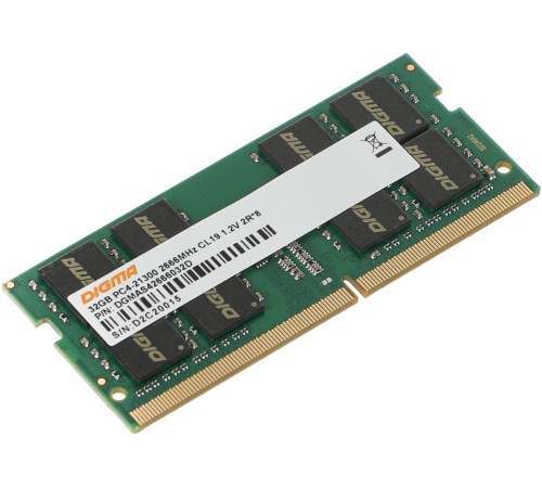 Память DDR4 32Gb 2666MHz Digma DGMAS42666032D RTL PC4-21300 CL19 SO-DIMM 260-pin 1.2В dual rank Память DDR4 32Gb 2666MHz Digma DGMAS42666032D RTL PC4-21300 CL19 SO-DIMM 260-pin 1.2В dual rank
