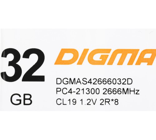 Память DDR4 32Gb 2666MHz Digma DGMAS42666032D RTL PC4-21300 CL19 SO-DIMM 260-pin 1.2В dual rank Память DDR4 32Gb 2666MHz Digma DGMAS42666032D RTL PC4-21300 CL19 SO-DIMM 260-pin 1.2В dual rank