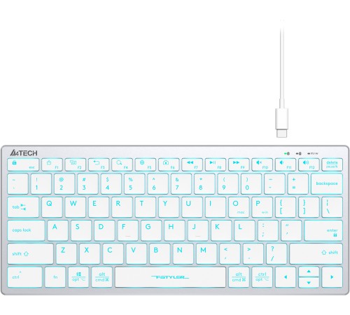 Клавиатура A4Tech Fstyler FX61 белый/синий USB slim Multimedia LED Клавиатура A4Tech Fstyler FX61 белый/синий USB slim Multimedia LED