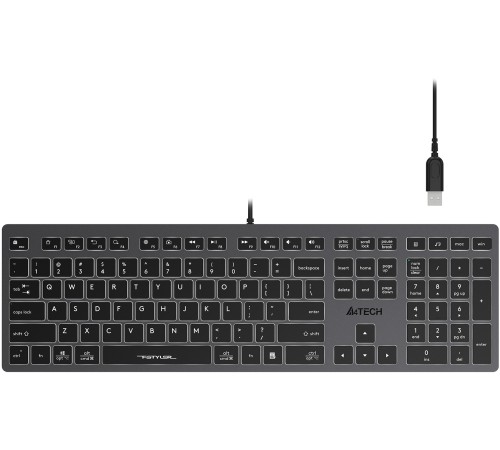 Клавиатура A4Tech Fstyler FX60H серый/белый USB slim Multimedia LED Клавиатура A4Tech Fstyler FX60H серый/белый USB slim Multimedia LED