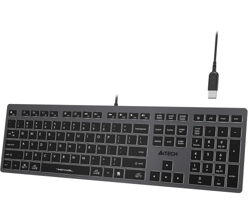Клавиатура A4Tech Fstyler FX60H серый/белый USB slim Multimedia LED Клавиатура A4Tech Fstyler FX60H серый/белый USB slim Multimedia LED