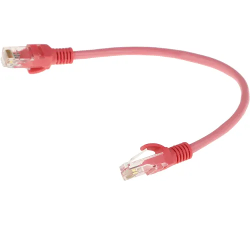 Патч-корд PP12-0.25M/RO 1000G UTP 4 пары cat5E CCA molded 0.25м розовый RJ-45 (m)-RJ-45 (m)