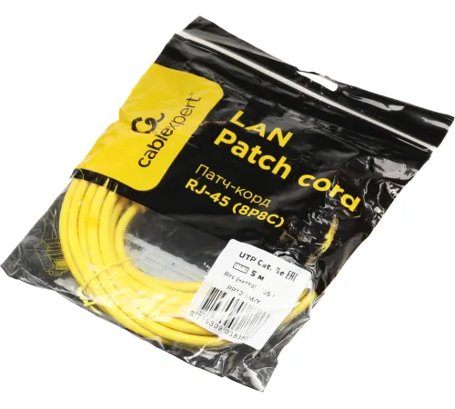 Патч-корд PP12-5M/Y 1000G UTP 4 пары cat5E CCA molded 5м желтый RJ-45 (m)-RJ-45 (m)
