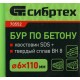 Бур Сибртех 70552 по бетону Д=6мм Дл=110мм (1пред.) для перфораторов