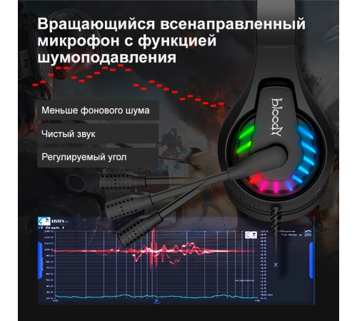 Наушники с микрофоном A4Tech Bloody G230 черный 2м накладные USB оголовье (G230) Наушники с микрофоном A4Tech Bloody G230 черный 2м накладные USB оголовье (G230)