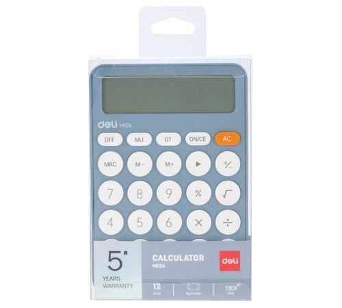 Калькулятор настольный Deli EM124BLUE синий 12-разр.