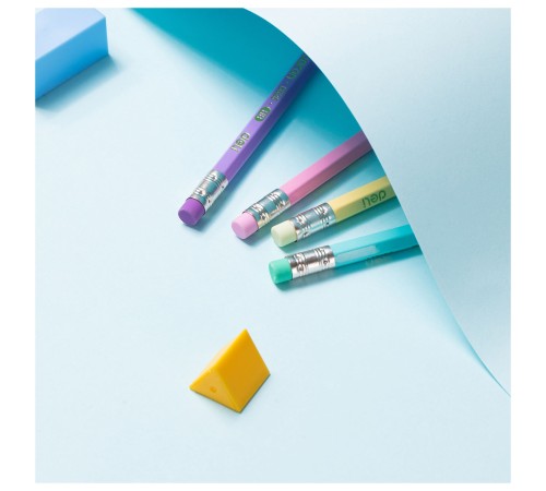 Карандаш ч/г Deli EC025-HB Macaron 2.4мм HB шестигран. липа коробка/европод. (6шт) ластик