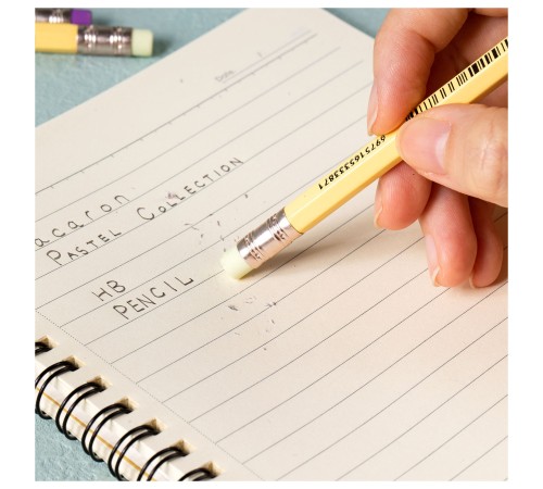 Карандаш ч/г Deli EC025-HB Macaron 2.4мм HB шестигран. липа коробка/европод. (6шт) ластик