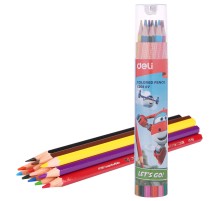 Карандаши цв. Deli EC00807 Super Wings шестигран. тополь 12цв. туба пл.