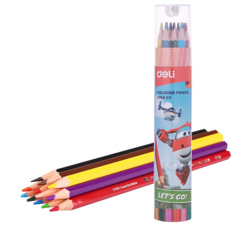 Карандаши цв. Deli EC00807 Super Wings шестигран. тополь 12цв. туба пл. Карандаши цв. Deli EC00807 Super Wings шестигран. тополь 12цв. туба пл.