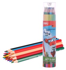 Карандаши цв. Deli EC00817 Super Wings шестигран. тополь 18цв. туба пл.