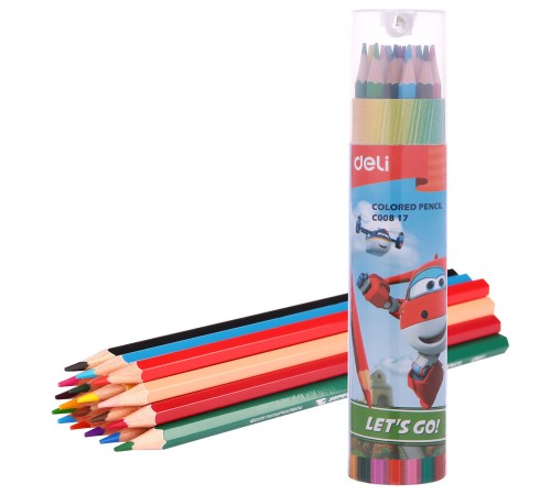 Карандаши цв. Deli EC00817 Super Wings шестигран. тополь 18цв. туба пл. Карандаши цв. Deli EC00817 Super Wings шестигран. тополь 18цв. туба пл.